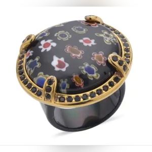 14K Gold Framed Murano Glass floral glass black stainless steel.8